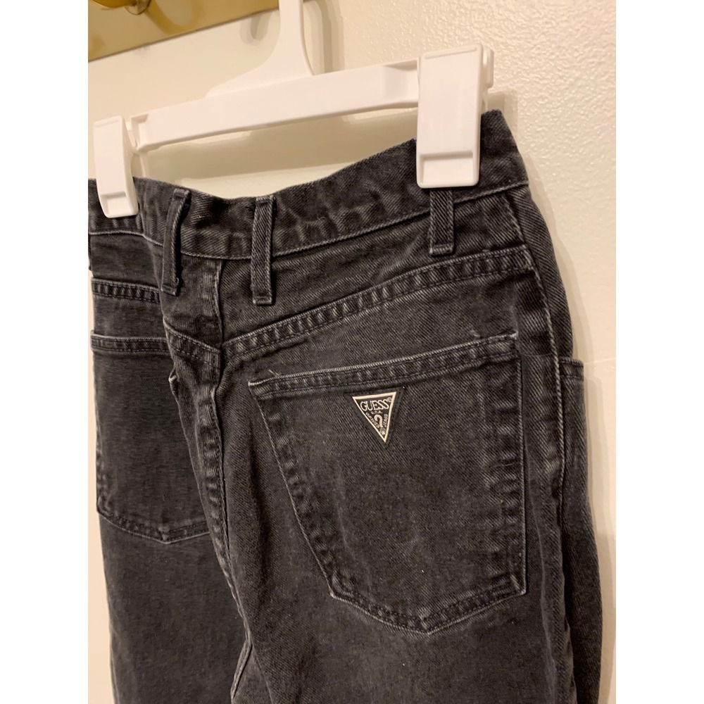 Vtg GUESS Jeans Womens Black Wash High Waisted Straight Leg Denim Size 27